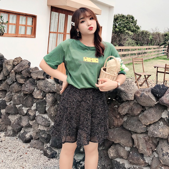 Chân váy voan big size chấm bi nâu nhí bên trong có quần trong size 60-100kg