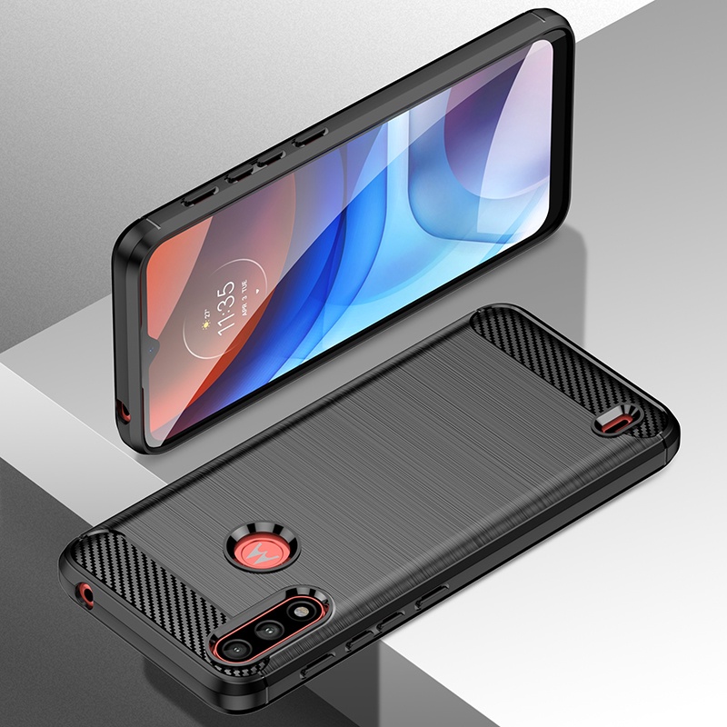 Dành Cho Motorola Moto E7 Power / E7i Power Ultra Slim Kết Cấu Chải Chống Sốc Vỏ TPU Mềm