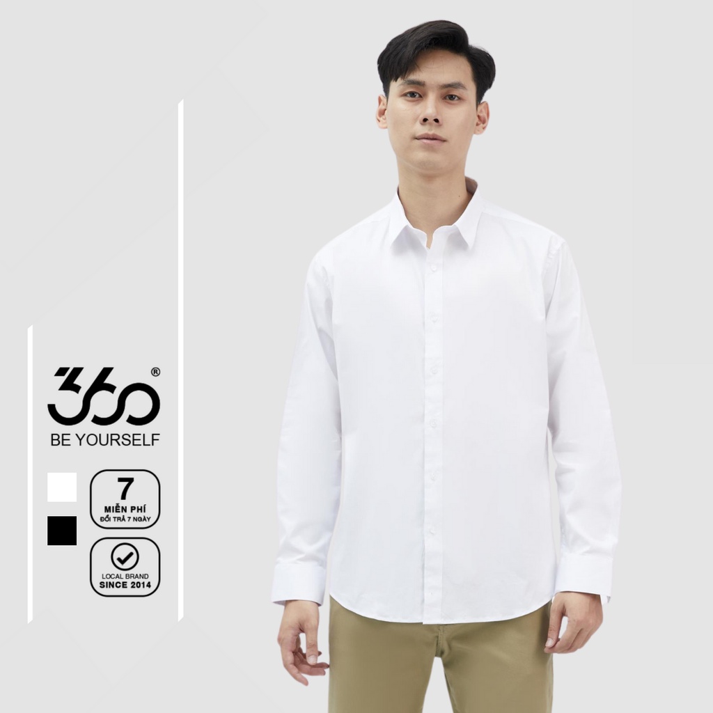 Áo sơ mi trắng cổ bẻ thương hiệu thời trang nam 360Boutique - STDTK311