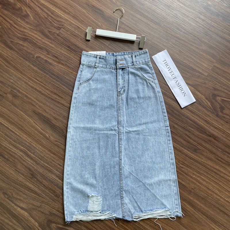 [Mã FAGREEN55 giảm tới 30K đơn 99K] Chân Váy Bò Dài Xẻ, Chân váy jeans dáng dàu xẻ sau Thời Trang M648 | BigBuy360 - bigbuy360.vn