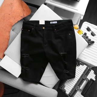 Quần short jean rách big size nam màu đen