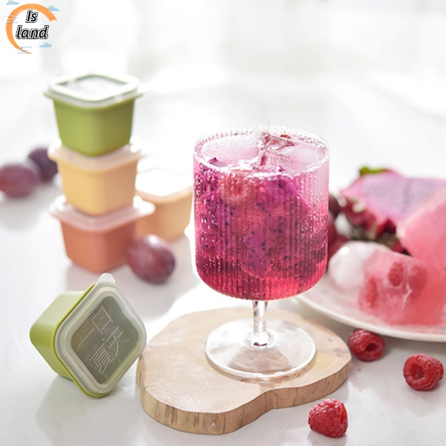 Bộ 6 Khuôn Silicone Làm Đá Viên Hình Vuông Có Nắp Trong Suốt Tiện Dụng