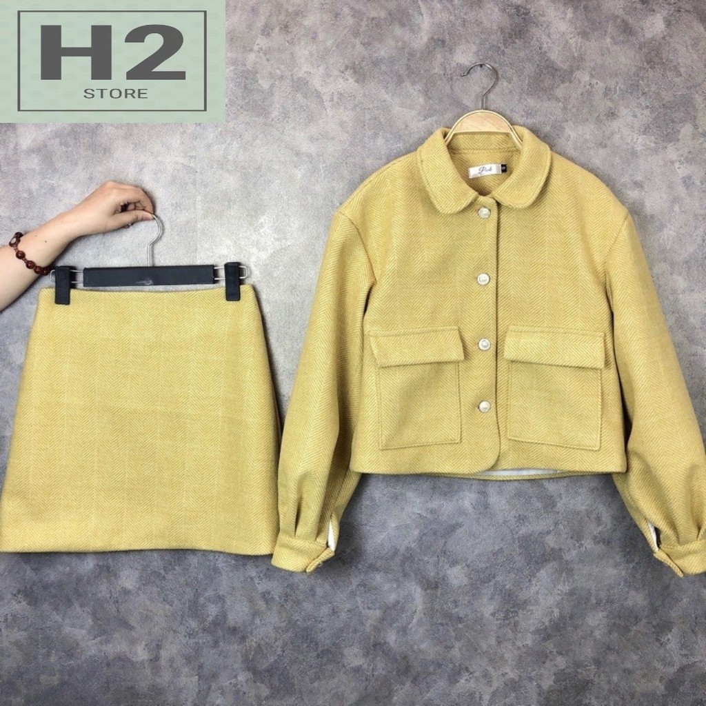 Sét Áo Dạ Nữ Kèm Chân Váy Chữ A Thiết Kế H2  | BigBuy360 - bigbuy360.vn