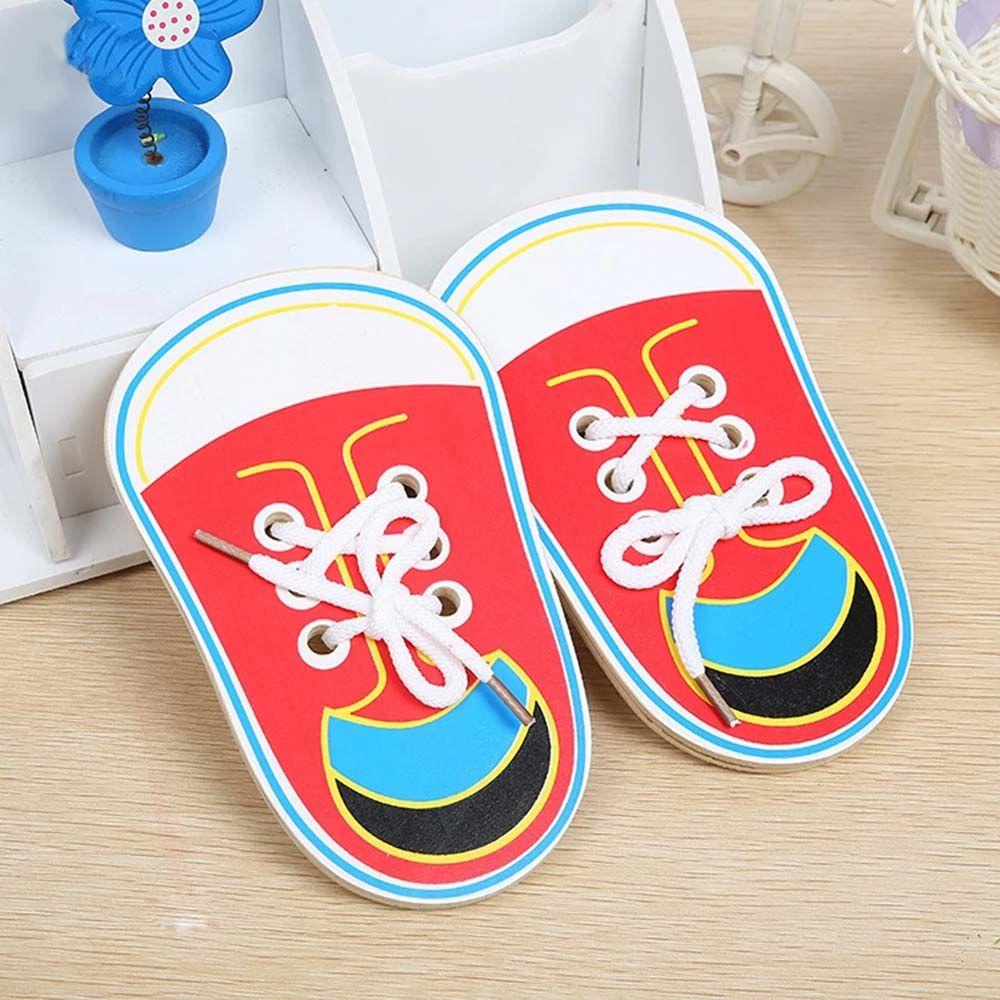 Đồ Chơi Xếp Hình Giày Buộc Dây Giày Bằng Gỗ Giáo Dục Sớm Cho Bé