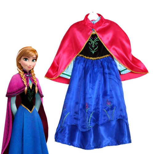 Kids Halloween Costume Cosplay Sequin Girl Frozen Elsa Anna Princess Fancy Dress Birthday Gift