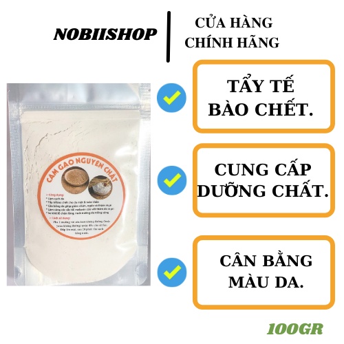 Tinh Bột Cám Gạo Nguyên Chất Nobiishop Hanmade Tẩy Tế Bào Chết 100Gr