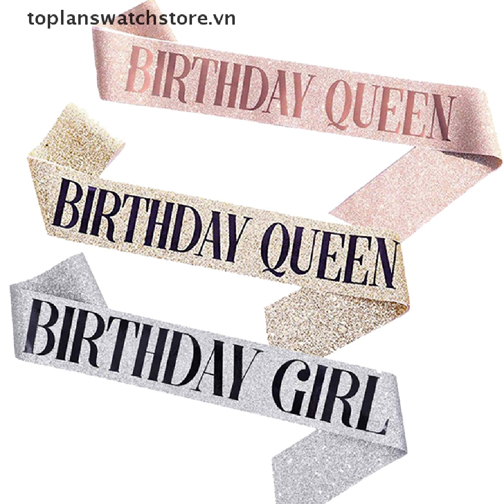 Băng Đeo Chéo Vải Satin In Chữ Birthday Queen / Girl # 21