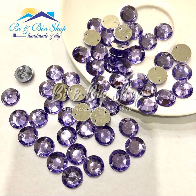 100 Viên Đá Kết Tròn 12mm Đính Kết Trang Phục Thời Trang
