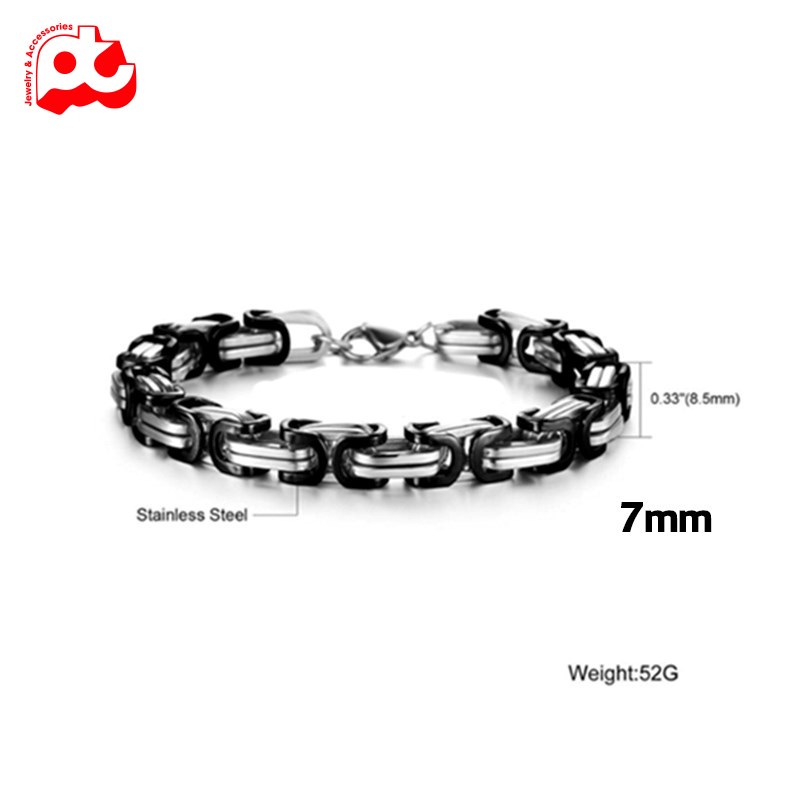 Lắc tay cao cấp titan nam đẹp sang trọng thép không gỉ kiểu ziczac vuông PT JEWELRY kích cỡ 7mm PTLTNA84