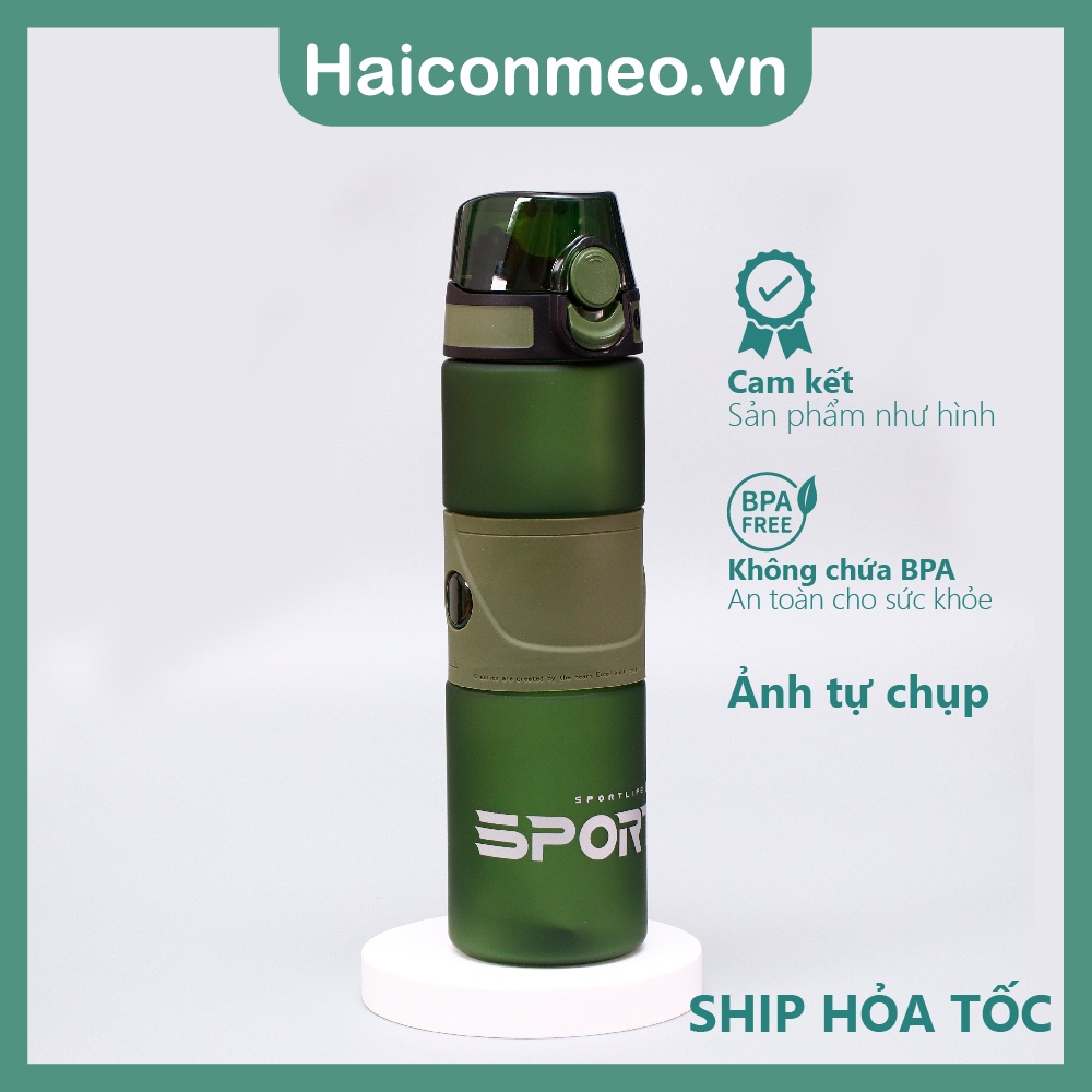 Bình Nước Thể Thao có ống hút Tập cầu lông, đạp xe, tập gym,... 700ml SPORT có đệm silicon không mùi