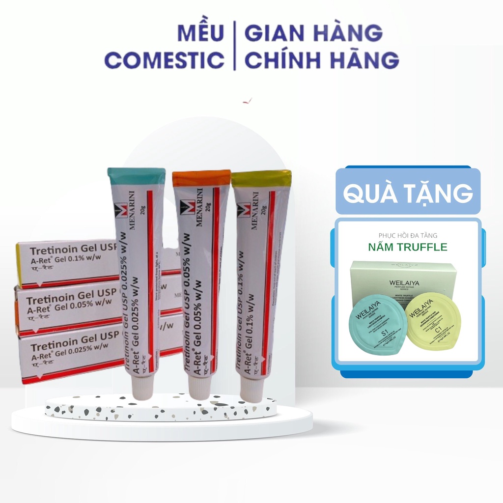 Tretinoin Aret gel 0.1% - 0.05% - 0.025% (20g) - tretinol giảm mụn, chống lão hóa