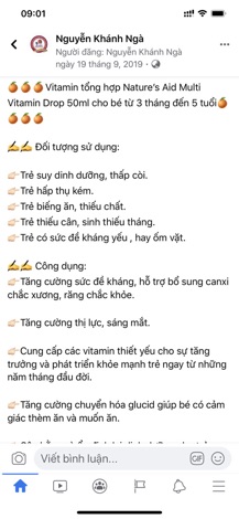 Multi vitamin drops natures aid hàng chính hãng