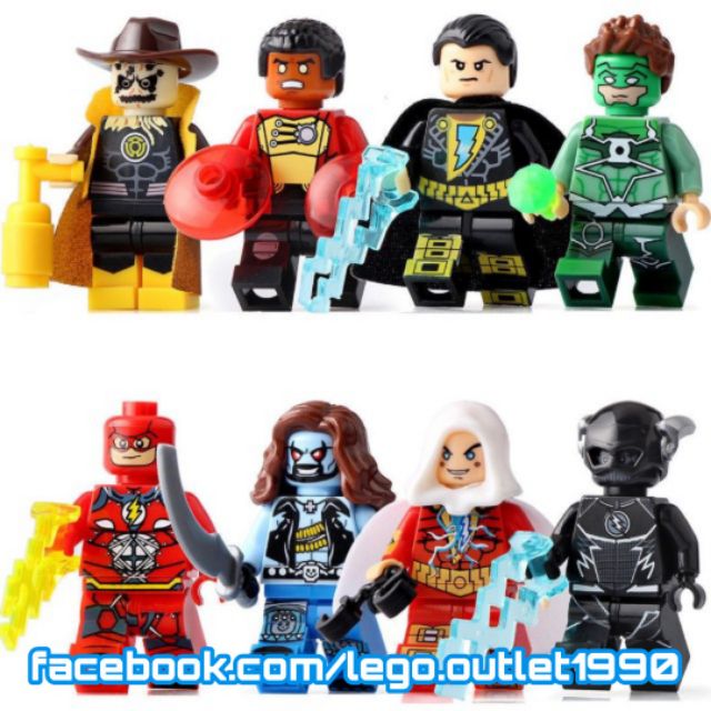 Xếp hình Flash & Shazam Green Lantern Fire Storm - Black Adam - Lobo - Scarecrow DC Comics Lego Minifigures Xinh X0153