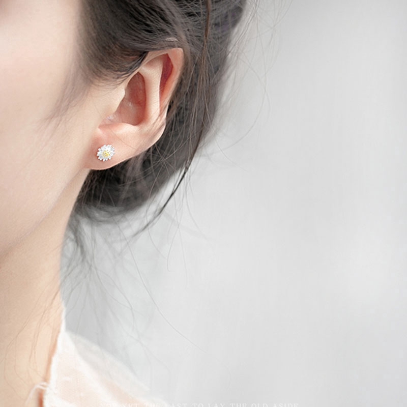 Hoa tai mạ bạc kiểu hoa hướng dương phong cách Hàn Quốc dành cho nữ