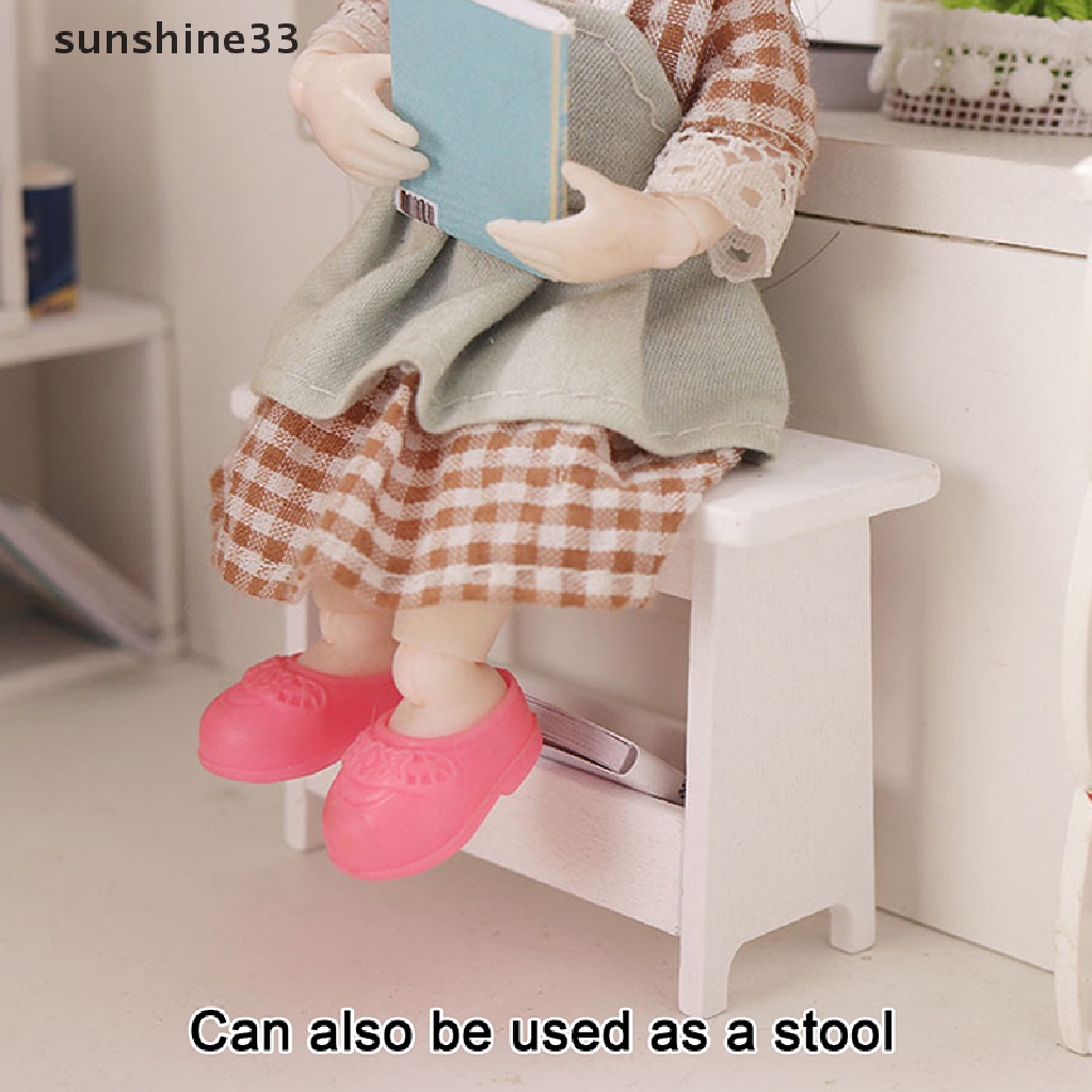 Ghế đẩu có giá sách mini tỉ lệ 1:12 dành cho nhà búp bê