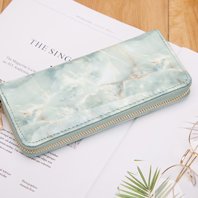 Ví Dài Cầm Tay Bằng Da PU Họa Tiết Cẩm Thạch Cho Nữ