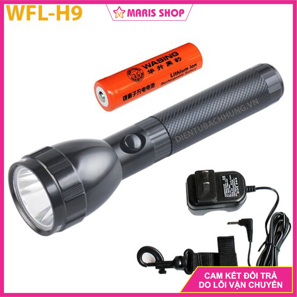 [H9] ĐÈN PIN CAO CẤP VỎ NHÔM NGUYÊN KHỐI  WASING WFL-H9 CREE LEDs XM-L2-U2 8W 800Lumens