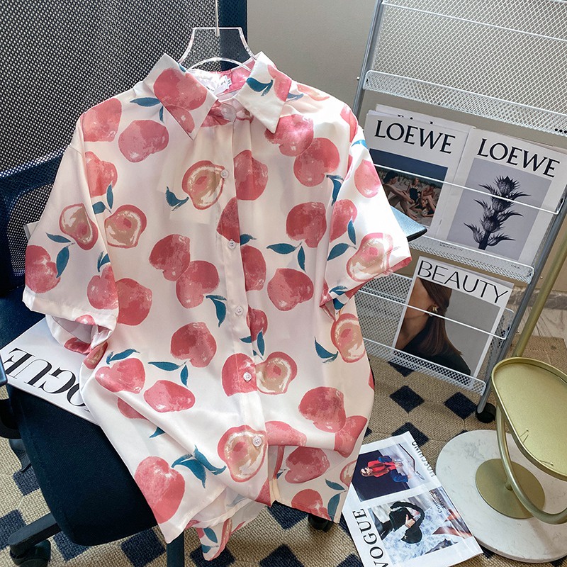 Áo sơ mi ZHELIHANGFEI dáng rộng in họa tiết độc đáo thời trang dành cho nữ