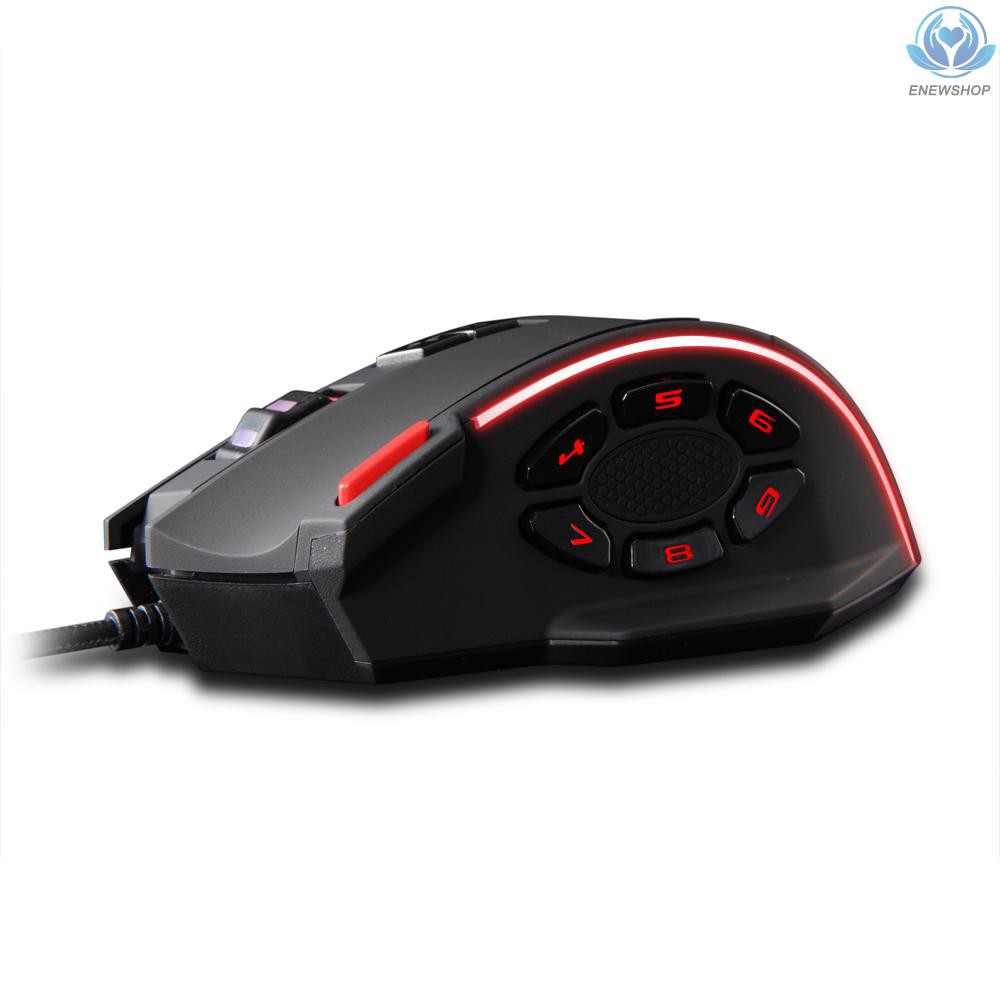 【enew】Zelotes C-13 Wired Gaming Mouse 13 Programming Keys Adjustable 10000DPI RGB Light Belt 128KB On-board Memory Built-in Counterweight Mechanism