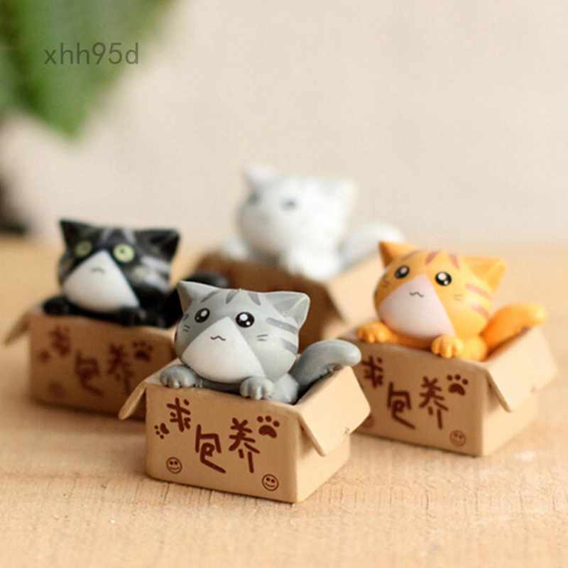 Mô Hình Chú Mèo Mini Bằng Nhựa Resin Dễ Thương Dùng Trang Trí Tiểu Cảnh