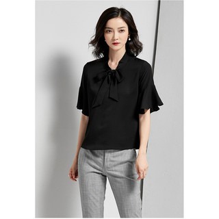 ÁO SƠ MI CỘT NƠ CỔ TAY LỠ