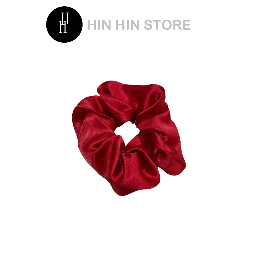 Cột tóc Scrunchies lụa màu Đỏ HTO17 Hỉn Hỉn Store