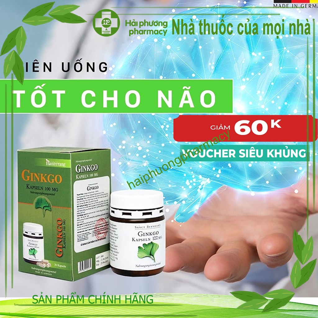 Viên uống Sanct Bernhard Ginkgo Kapseln 2500mg bổ não hỗ trợ cải thiện trí nhớ lọ 60 viên