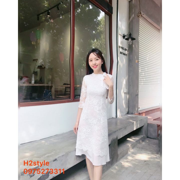 Áo dài cách tân cổ nơ cách điệu cực hot