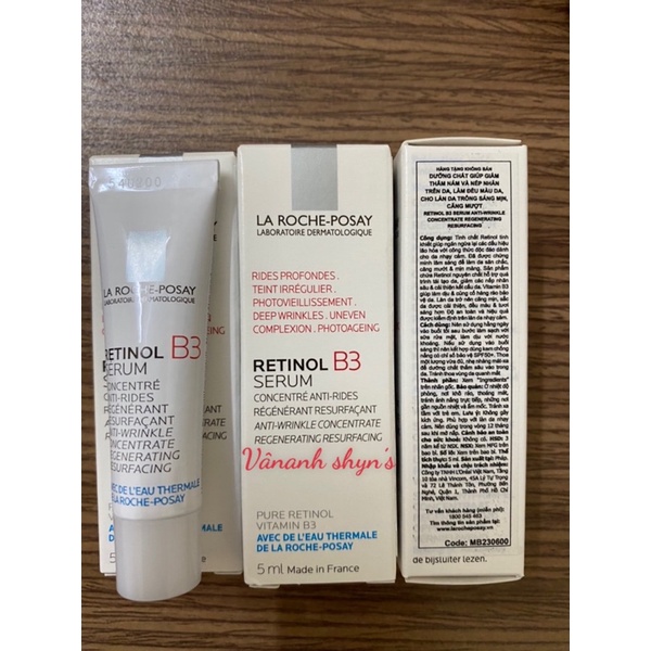 (Hàng công ty) Tinh chất giúp tái tạo da, giảm thâm nám và nếp nhăn, làm đều màu da La Roche Posay Retinol B3 Serum 5ml