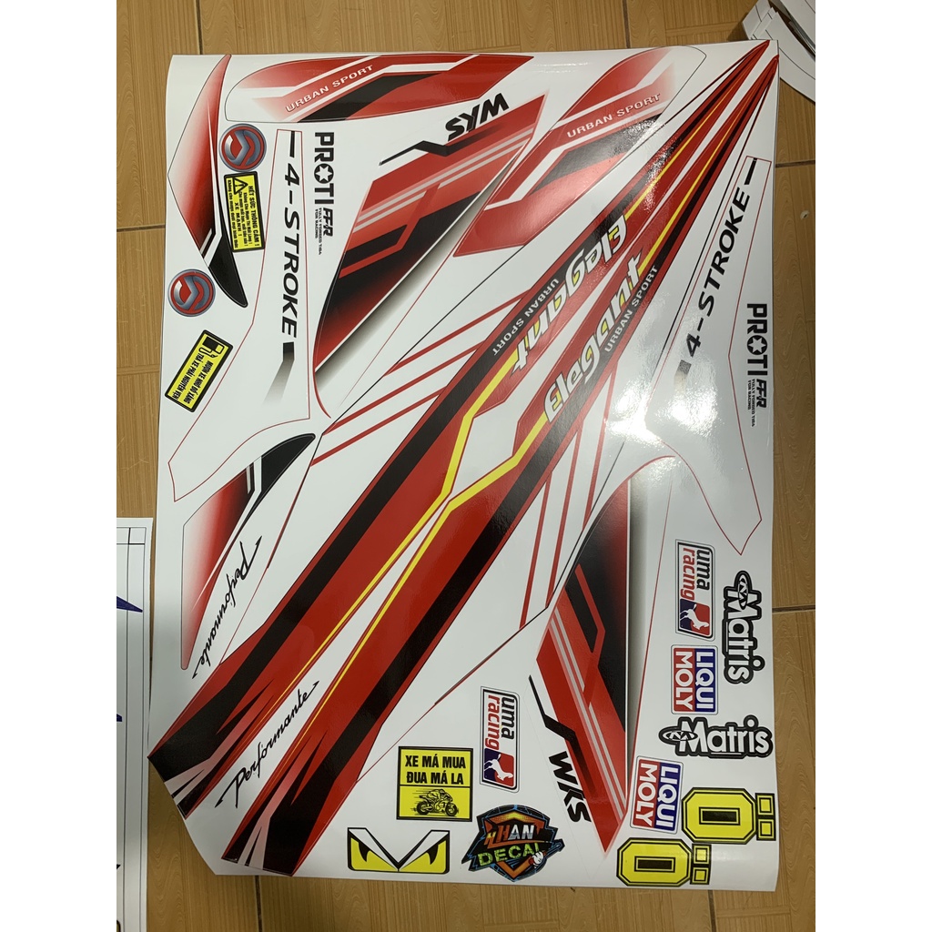 Tem xe Elegant trắng đỏ