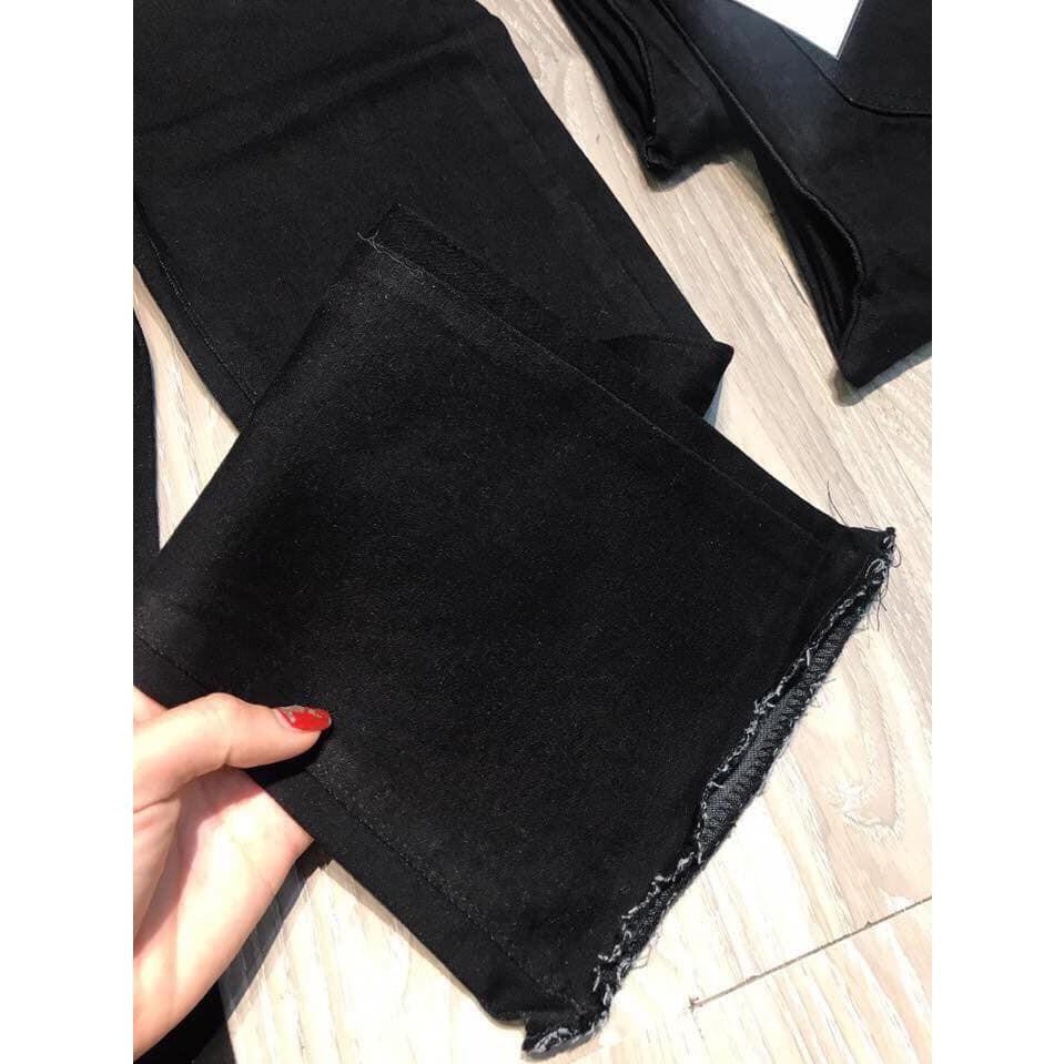 Quần jeans đen ống loe nữ trơn mã 46