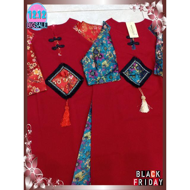 Áo dài cách tân phong cách, đầm đỏ sườn xám phối gấm hoa cao cấp | BigBuy360 - bigbuy360.vn