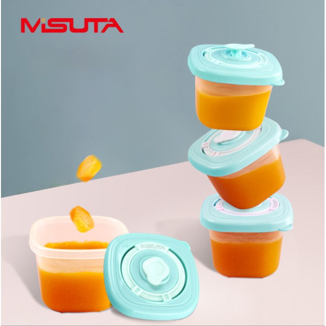 [Set 6 hộp kèm khay] Hộp Đựng Thức Ăn Cho Bé MISUTA Có Vạch Chia 120ml x 6 Hộp Shop mẹ nhím