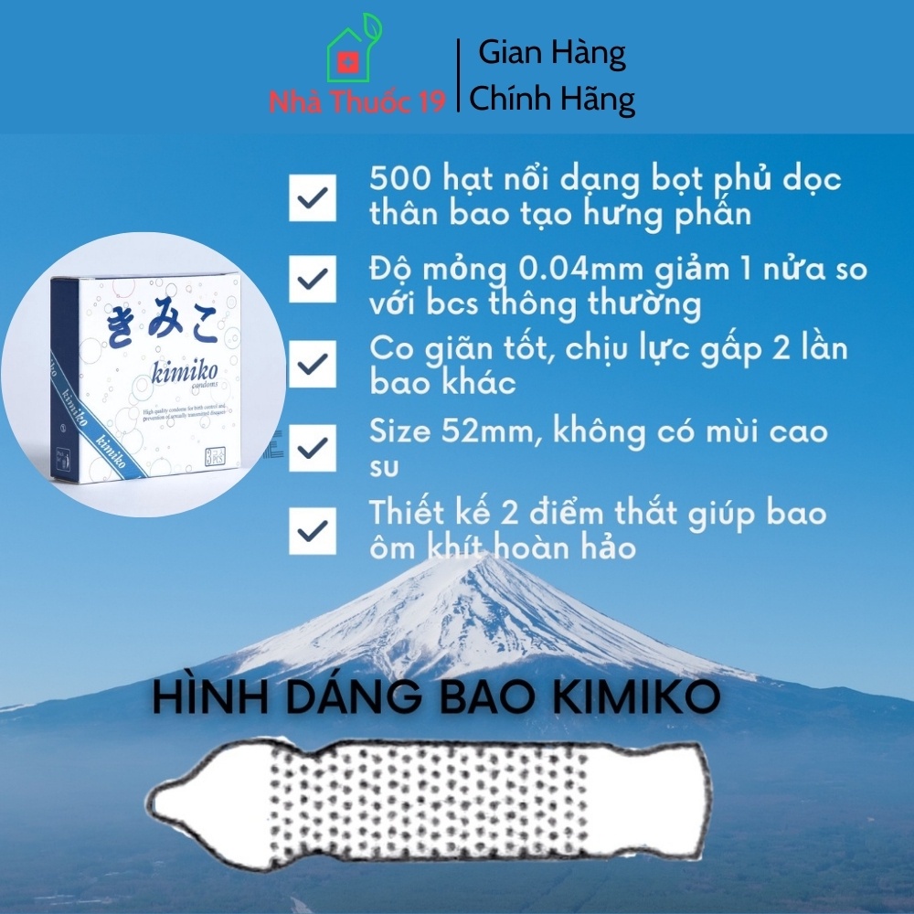 Bao Cao Su Siêu Mỏng Kimiko Gai Li Ti, Bao Cao Su Nhật Bản Kimiko Hộp 12 Cái Chính Hãng