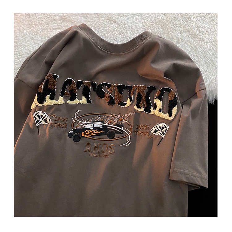 Áo Thun Nữ Ngắn Tay Thêu Chữ Mặt Trước Và Sau Lưng