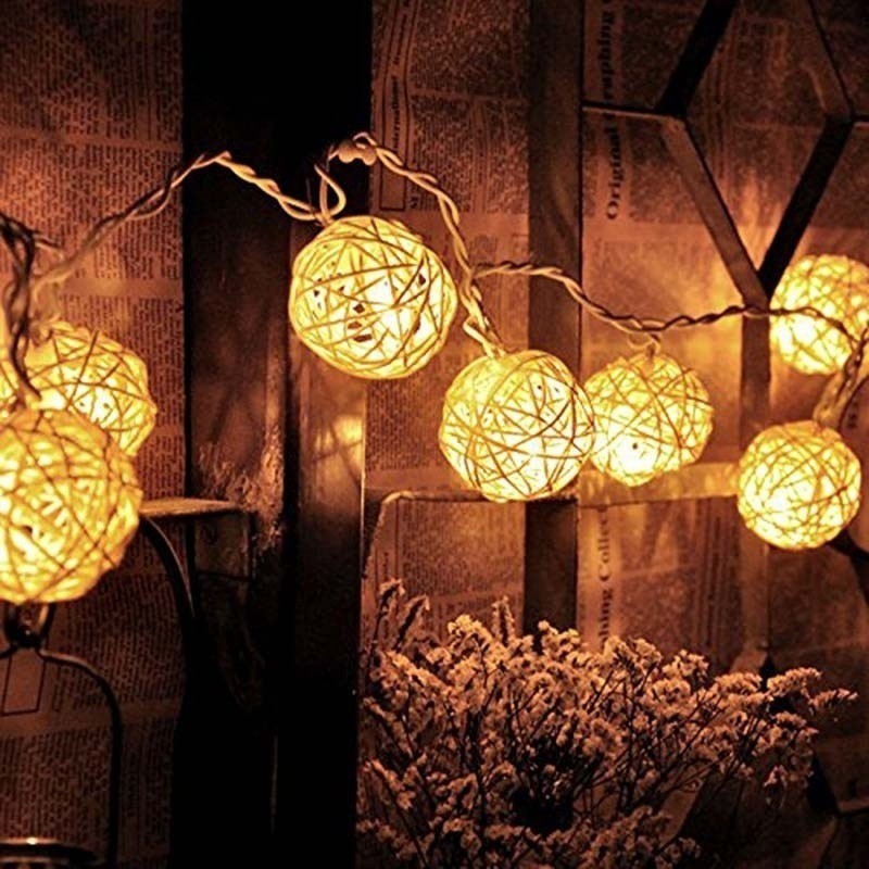 Dây đèn LED 20 bóng hình cầu mây dài 2.5m