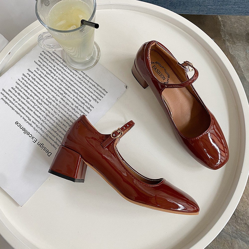 Giày Búp Bê Mũi Vuông Phối Khóa Thời Trang Mùa Thu 2020 | BigBuy360 - bigbuy360.vn