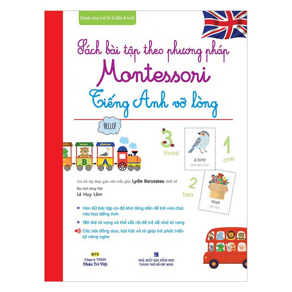 Sách - Sách Bài Tập Theo Phương Pháp Montessori - Tiếng Anh Vỡ Lòng (Kèm 1 Đĩa Mp3) - NTV
