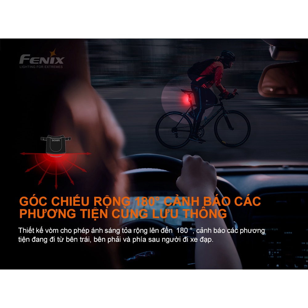 Đèn hậu xe đạp Fenix BC05R V2.0 độ sáng 15 lumen 5 LED ánh sáng đỏ