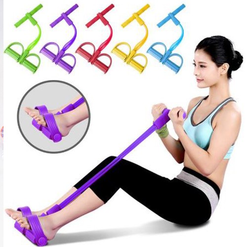 Dây Kéo Đàn Hồi 4 Ống Cao Su Yoga, Bàn Đạp Chân Dụng Cụ Tập GYM Thể Dục Chính Hãng POPO YGW13