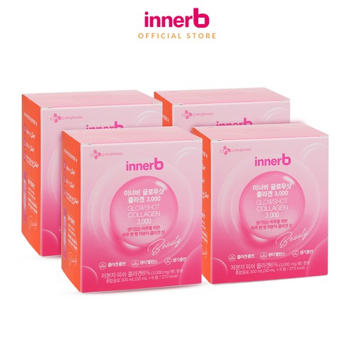 Combo 4 hộp nước uống Collagen Vitamin C sáng da InnerB Glowshot (50mlx6) | Thế Giới Skin Care