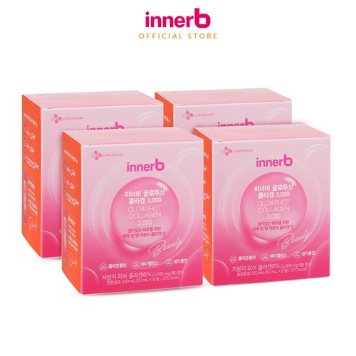 Combo 4 hộp nước uống Collagen Vitamin C sáng da InnerB Glowshot (50mlx6)