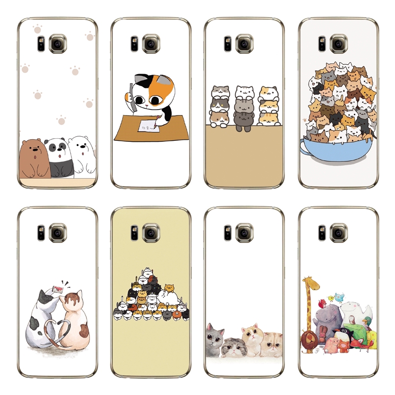 Ốp điện thoại TPU mềm họa tiết chú gấu We Bare Bears đáng yêu cho Samsung Galaxy S6 Edge Plus / S5 / S4 / i9600 / i9500