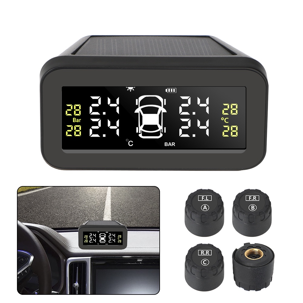 Hệ thống giám sát áp suất lốp xe hơi TPMS màn hình LCD cảm biến nhiệt độ