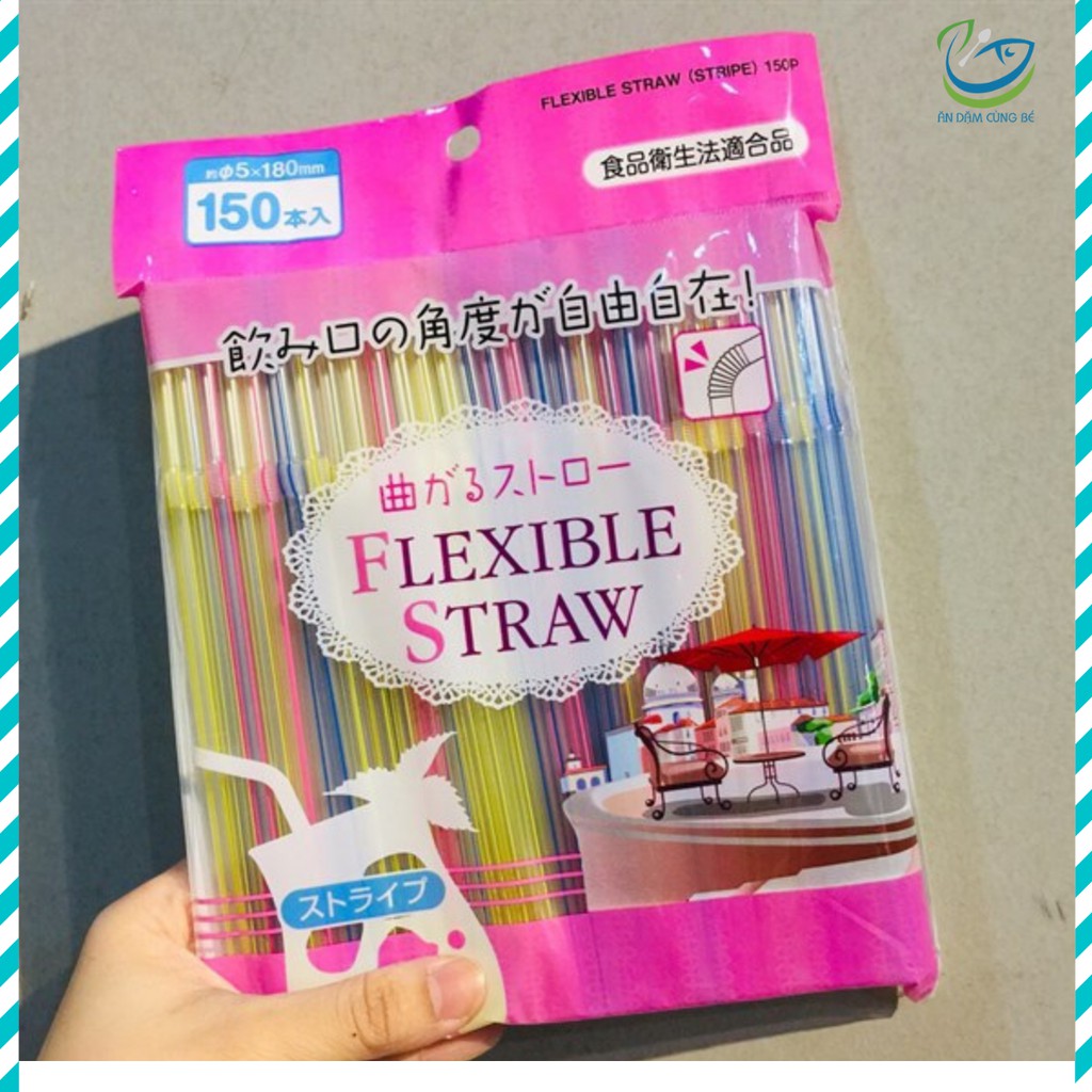 SET 150 ỐNG HÚT FLEXIBLE STRAW  NHỰA AN TOÀN CHO BÉ NỘI ĐỊA NHẬT