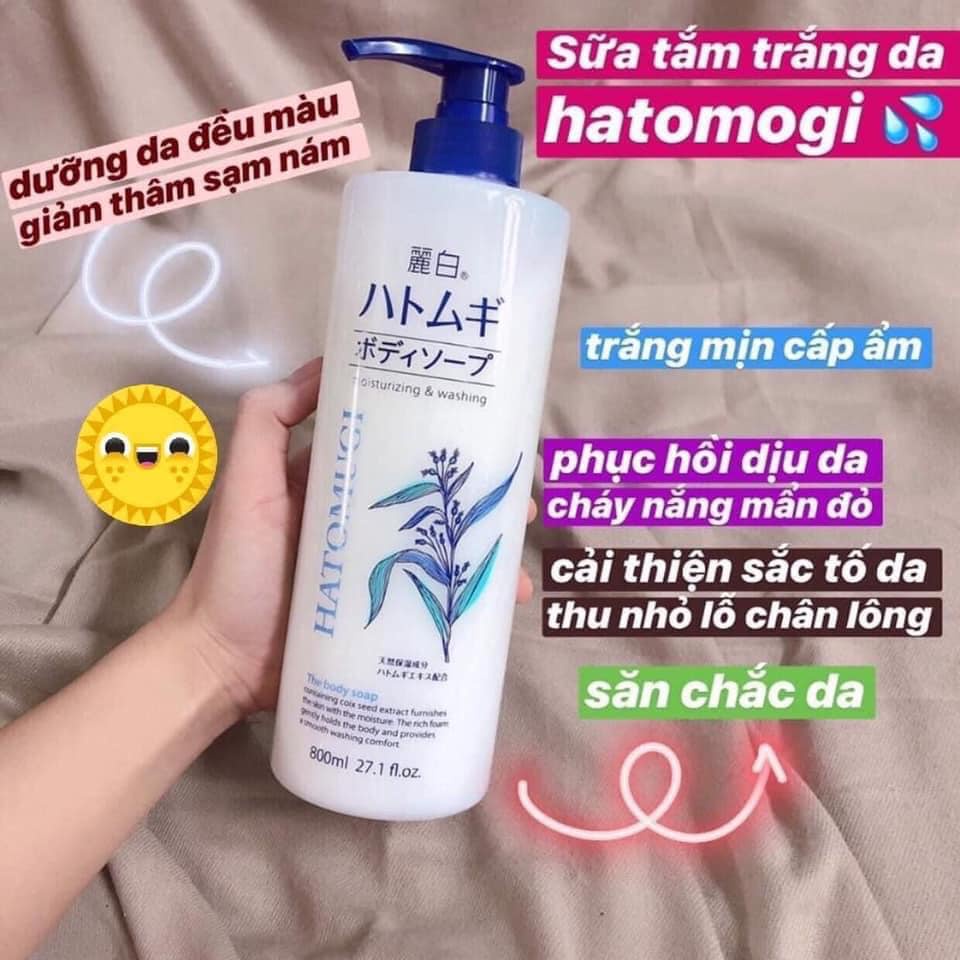 Sữa tắm trắng da ý dĩ hatomugi Nhật Bản 800ml Chính hãng Úc