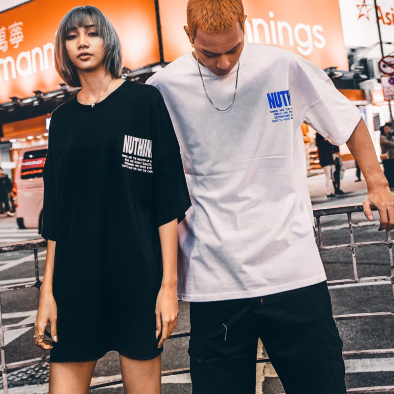 ◈∏S-7XL Áo thun nam 100% cotton Quần Cổ tròn Xu hướng hip-hop ngoại cỡ tay ngắn rộng rãi cặp đôi Ăn mặc mùa hè