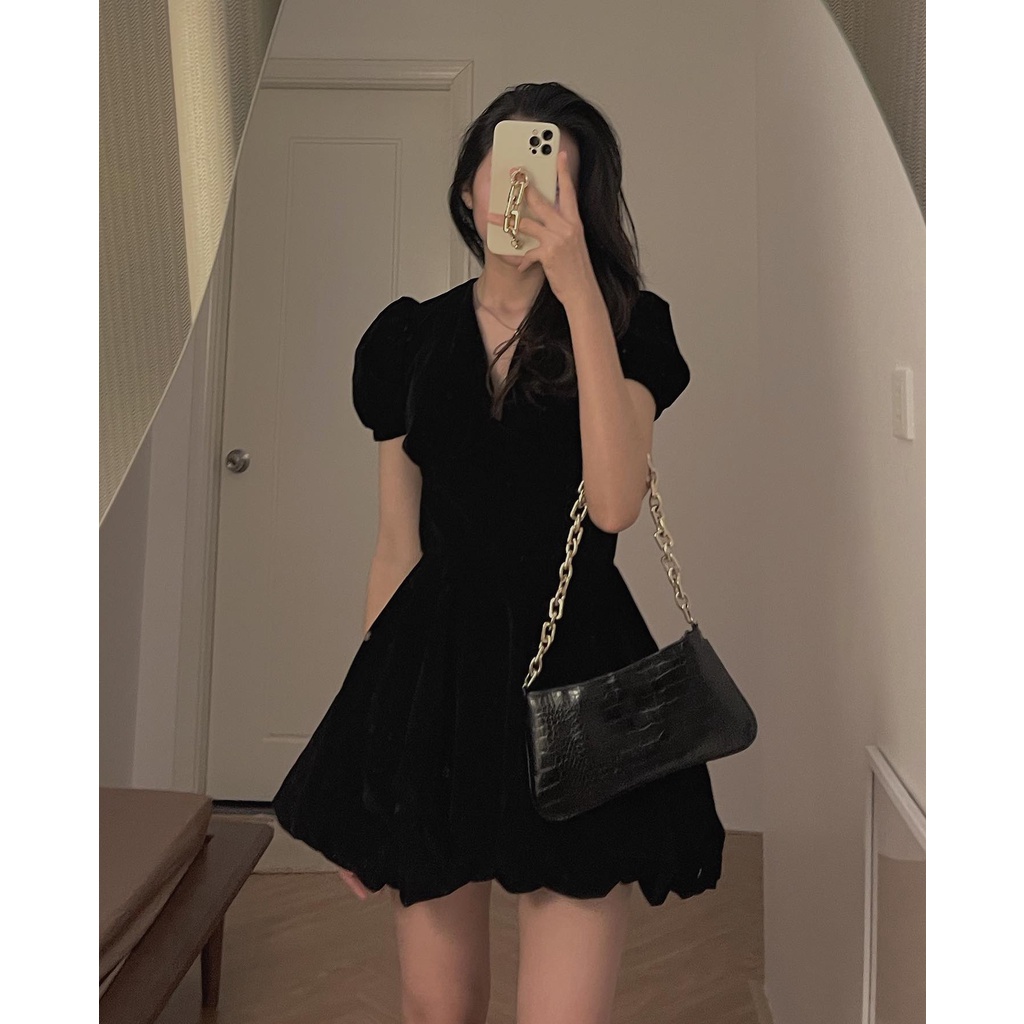 (ảnh thật) Audrey Váy nhung quả bí có đệm ngực 257 | BigBuy360 - bigbuy360.vn