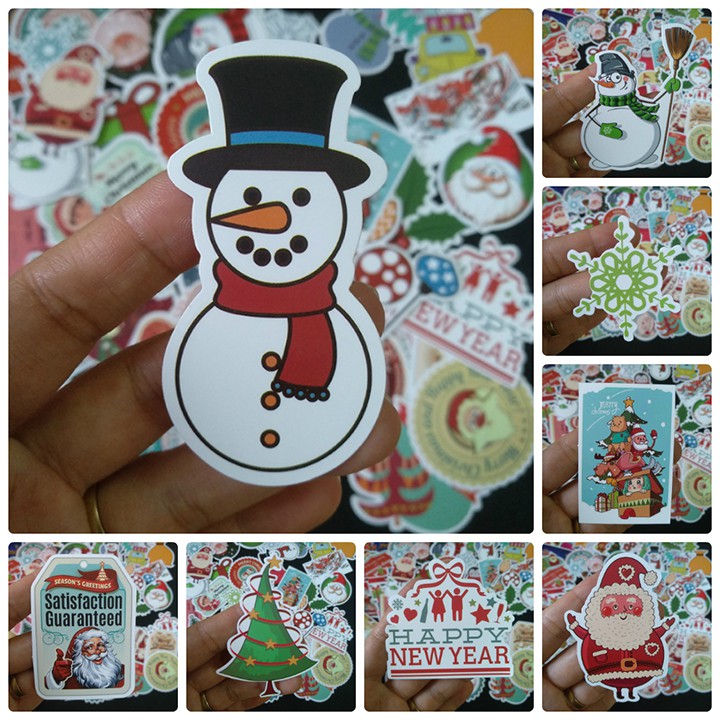 Bộ Sticker dán cao cấp chủ đề GIÁNG SINH - ÔNG GIÀ NOEL - Dùng dán Xe, dán mũ bảo hiểm, dán Laptop...