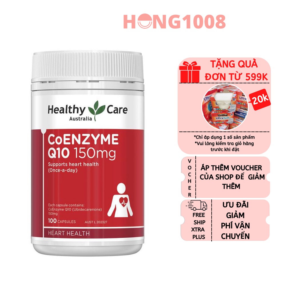 Viên uống Healthy Care Coenzyme Q10 150mg 100 viên Coq10 hỗ trợ sức khỏe tim mạch